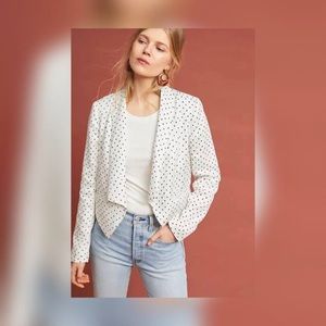 Anthropologie Cartonnier White Polka Dot Blazer M